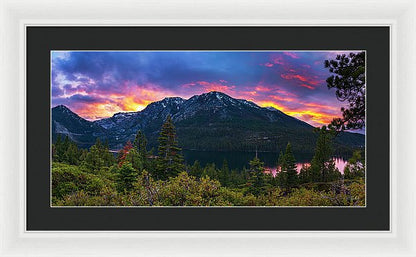 Emerald Bay Secret Sunset Panorama By Brad Scott - Framed Print
