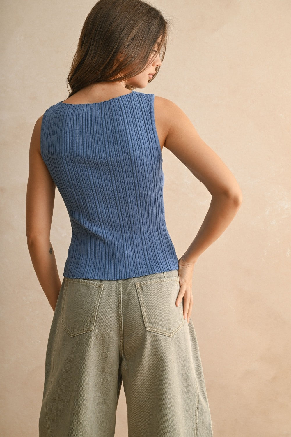 Ribbed Knit Sleeveless Top