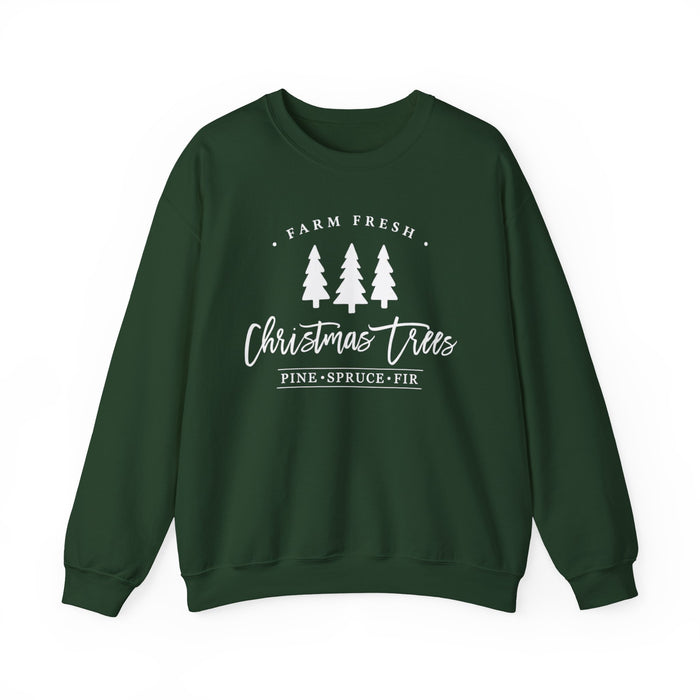Farm Fresh Christmas Trees crewneck sweatshirt in Forest Green