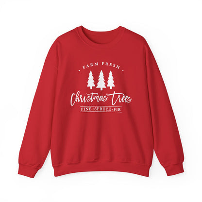 Farm Fresh Christmas Trees crewneck sweatshirt in Red
