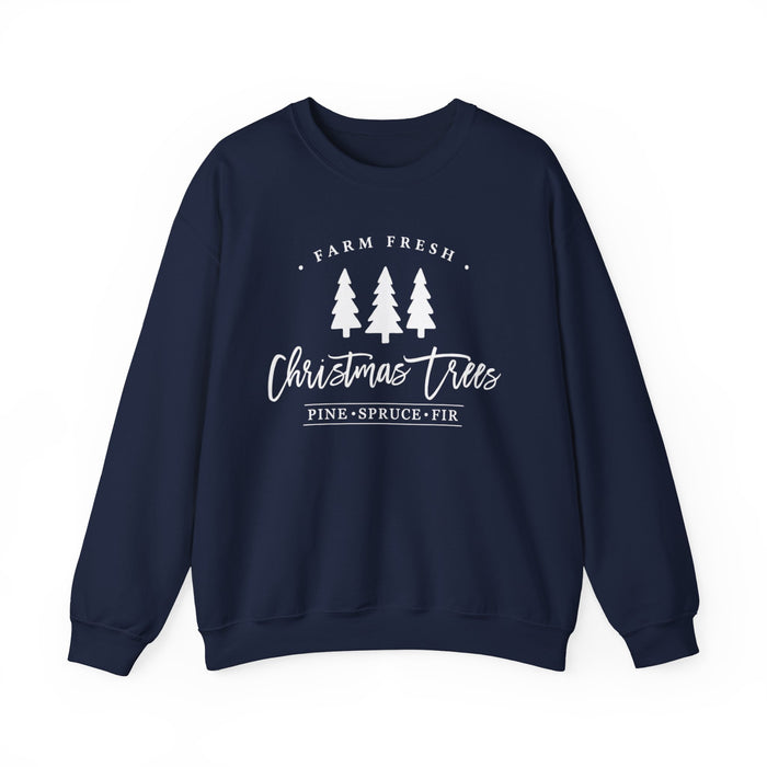 Farm Fresh Christmas Trees crewneck sweatshirt in Navy