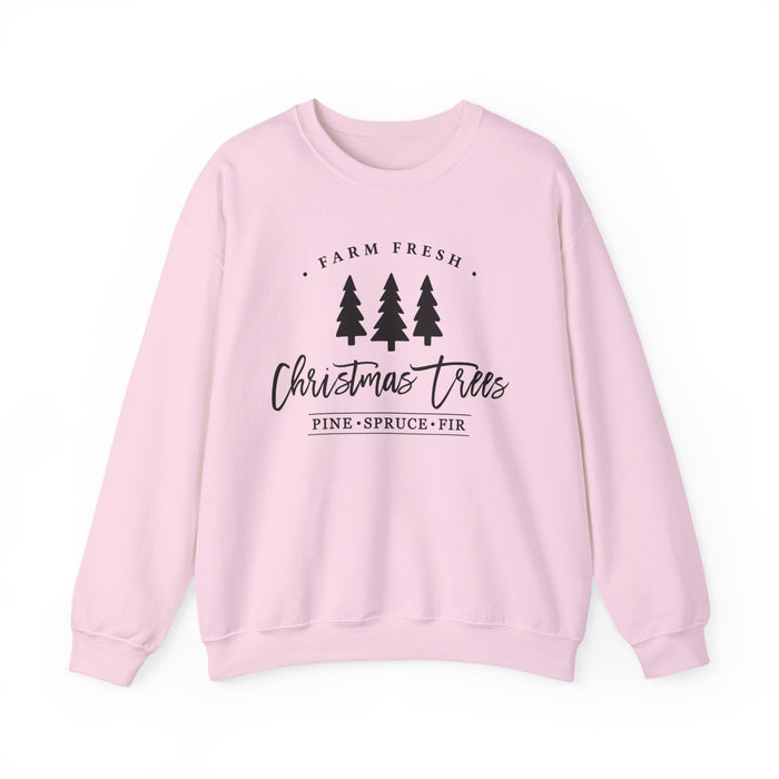 Farm Fresh Christmas Trees crewneck sweatshirt in Light Pink