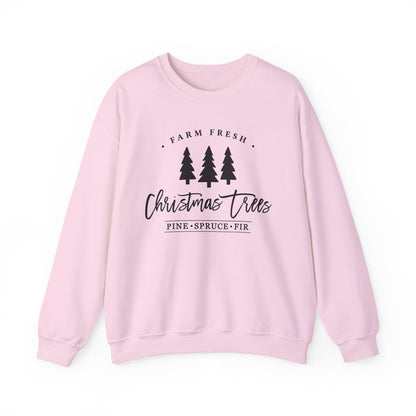 Farm Fresh Christmas Trees crewneck sweatshirt in Light Pink