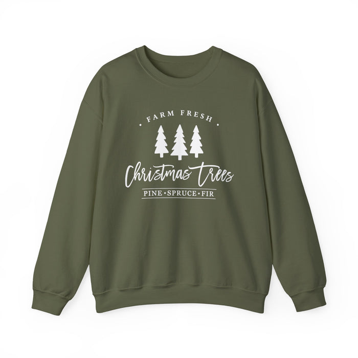 Farm Fresh Christmas Trees crewneck sweatshirt in Military Green