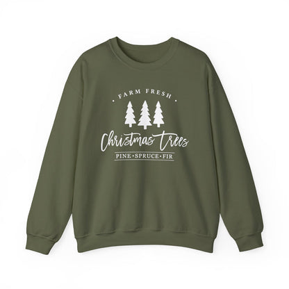 Farm Fresh Christmas Trees crewneck sweatshirt in Military Green
