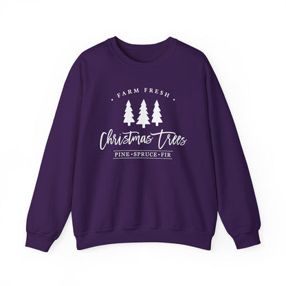 Farm Fresh Christmas Trees crewneck sweatshirt in Purple