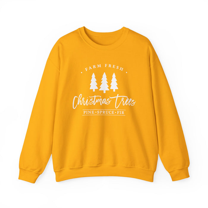 Farm Fresh Christmas Trees crewneck sweatshirt in Gold