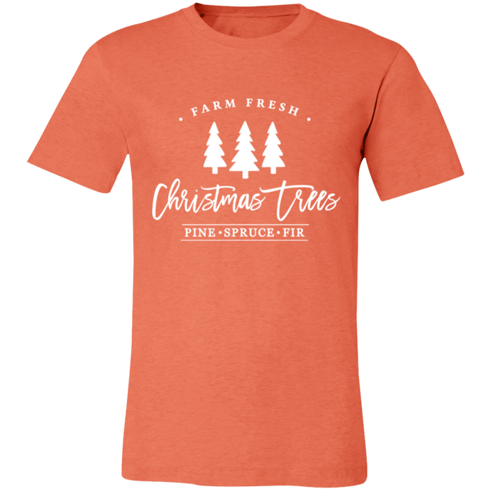 Farm Fresh Christmas Trees graphic t-shirt in Heather Orange