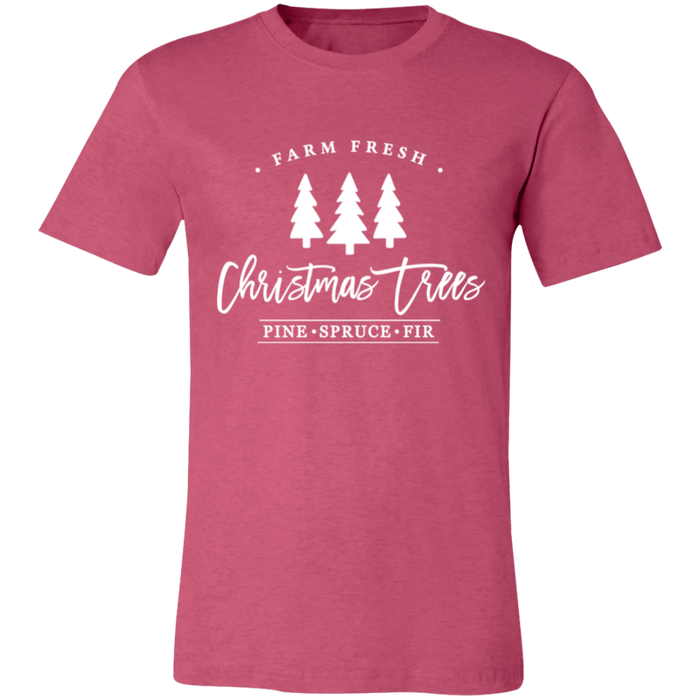 Farm Fresh Christmas Trees graphic t-shirt in Heather Raspberry
