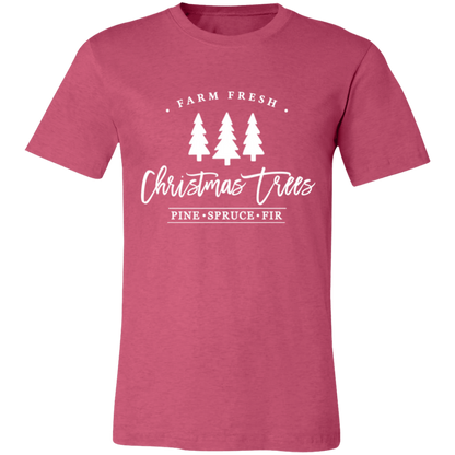 Farm Fresh Christmas Trees graphic t-shirt in Heather Raspberry