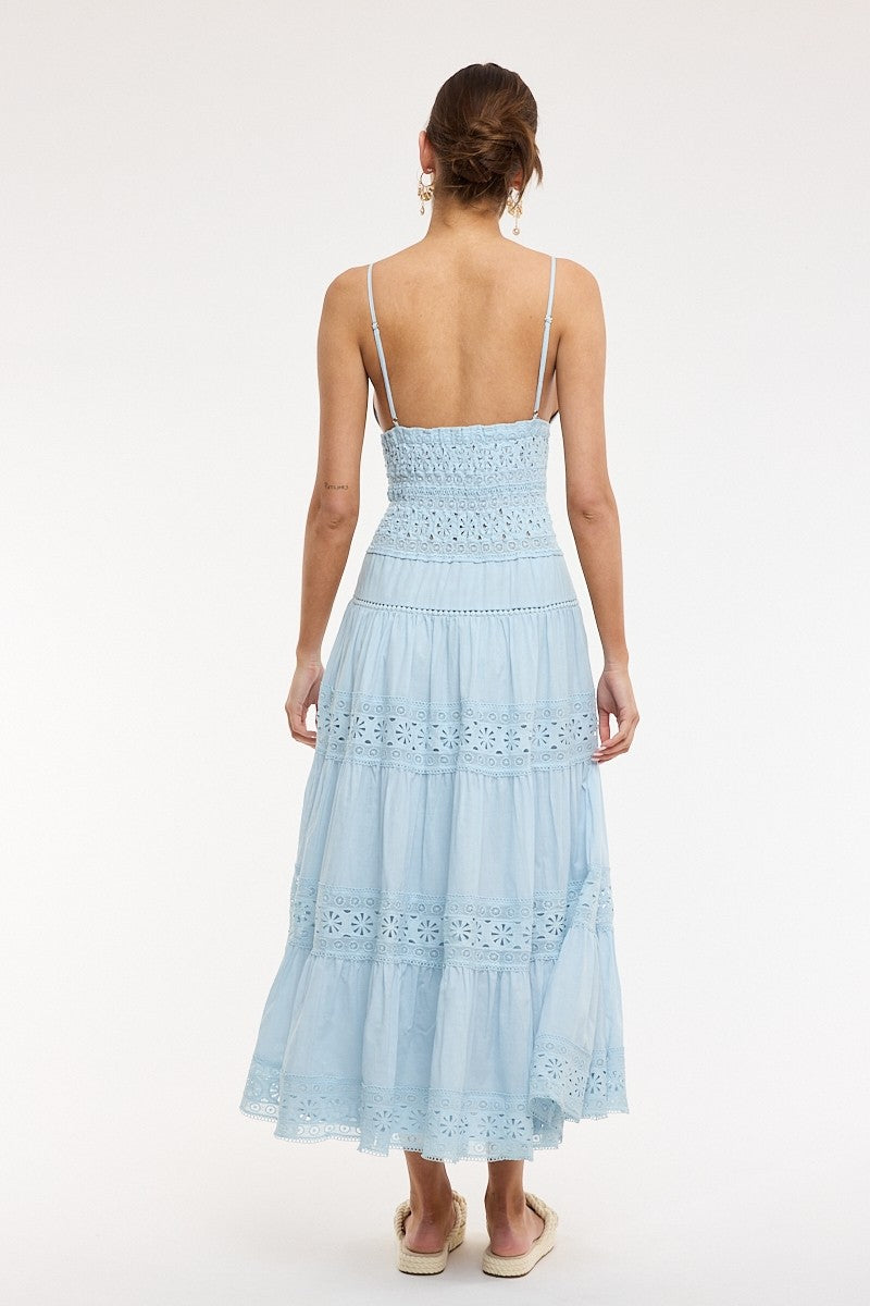Floral Embroidered Lace Midi Dress