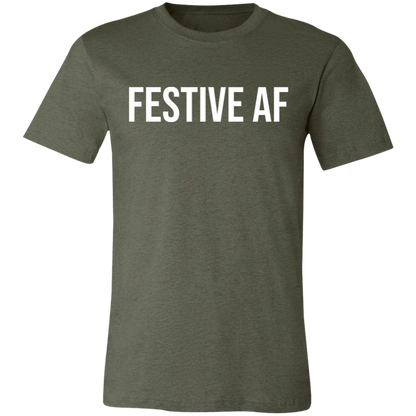 Festive AF graphic t-shirt in Heather Military Green
