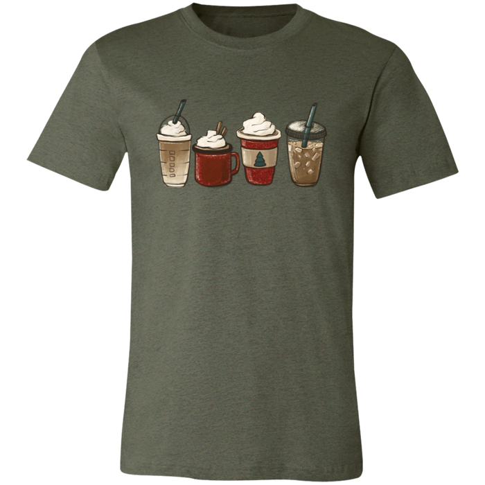 Festive Drinks graphic t-shirt in Heather Military Green