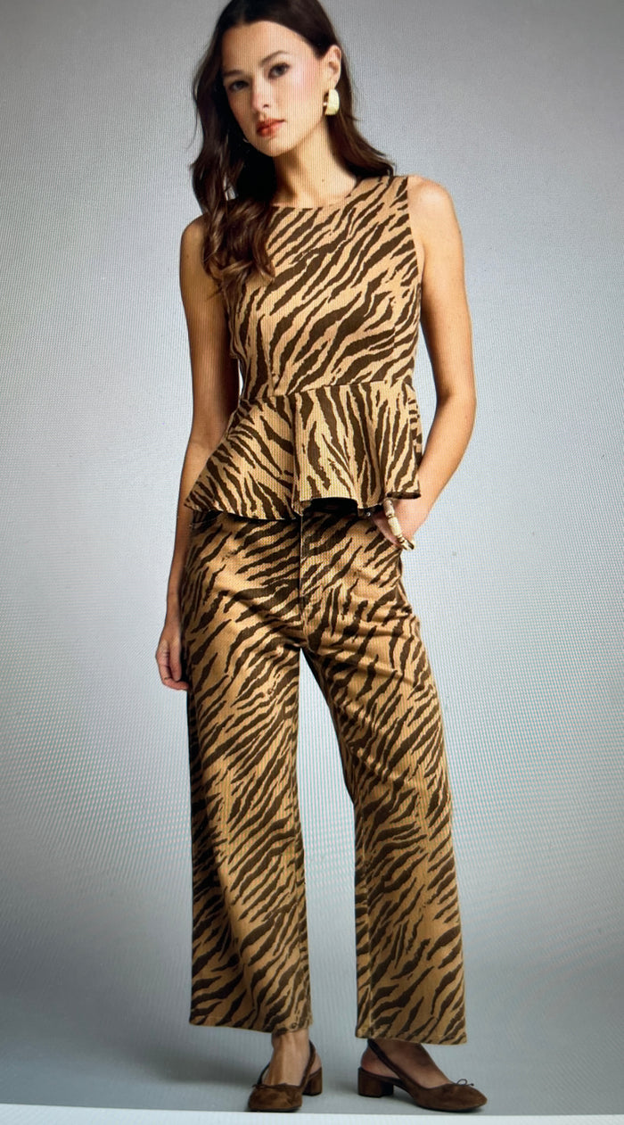 Go Tiger Stripe Peplum Top