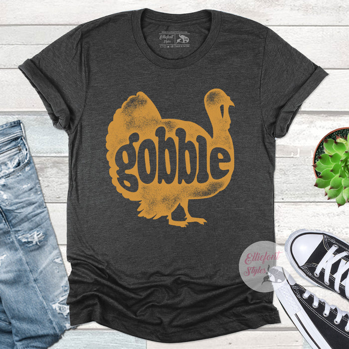 Fall festival turkey graphic tee with gobble design