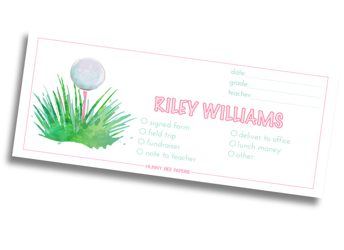 Golf School Communication Envelope - girl