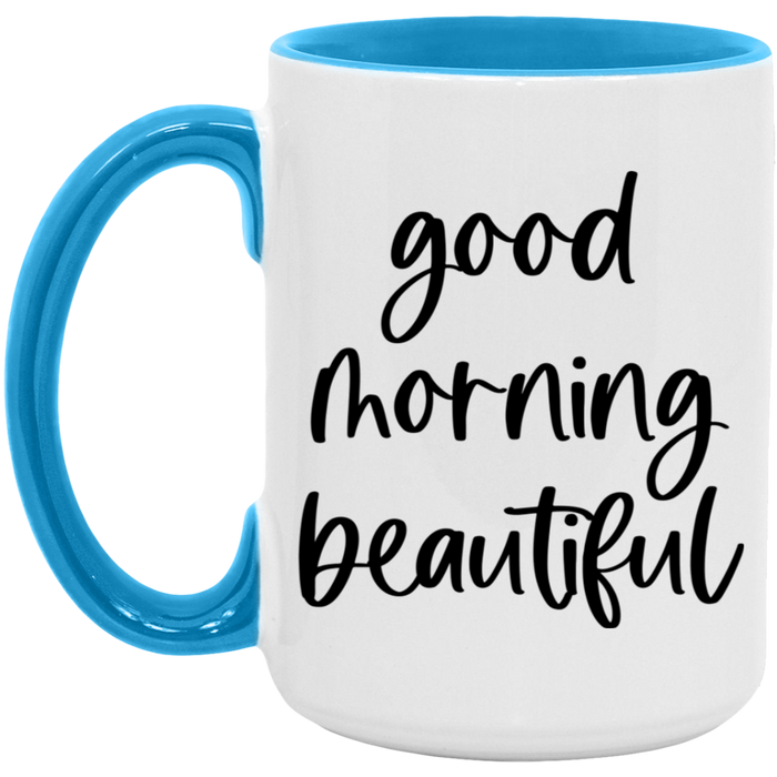 Good Morning Beautiful ceramic coffee mug, product photo 2