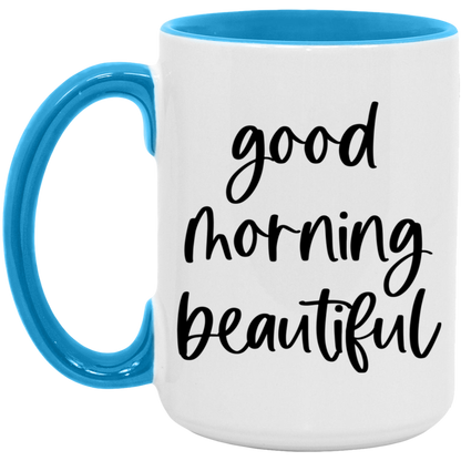 Good Morning Beautiful ceramic coffee mug, product photo 2