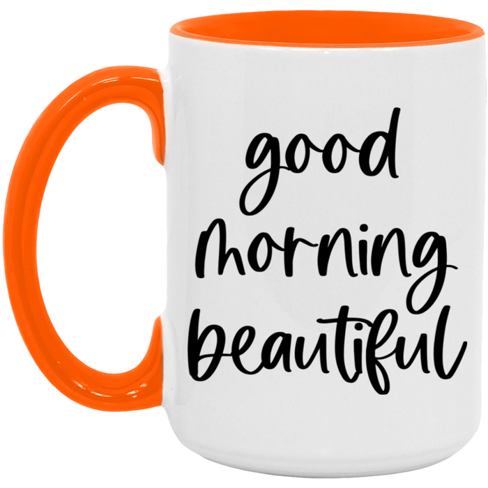Good Morning Beautiful ceramic coffee mug, product photo 3