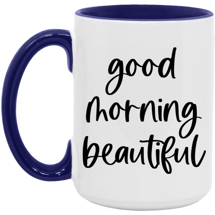 Good Morning Beautiful ceramic coffee mug, product photo 4