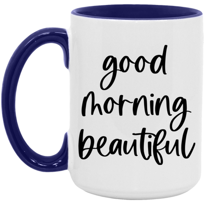 Good Morning Beautiful ceramic coffee mug, product photo 4