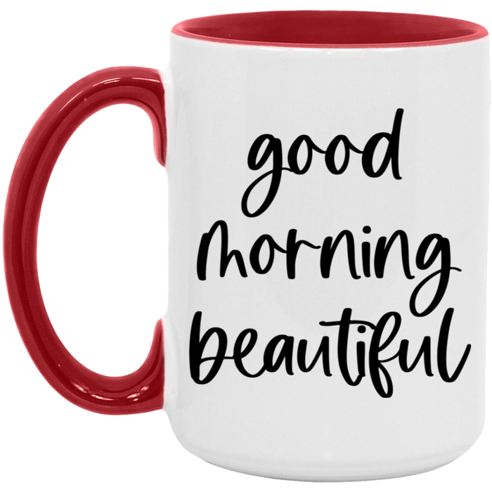 Good Morning Beautiful ceramic coffee mug, product photo 5