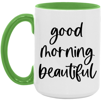 Good Morning Beautiful ceramic coffee mug, product photo 6