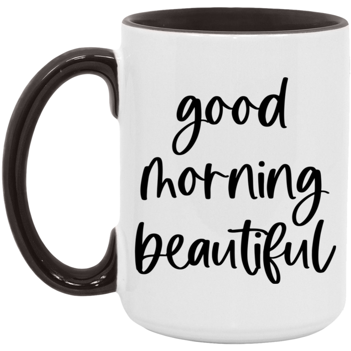 Good Morning Beautiful ceramic coffee mug, product photo 7