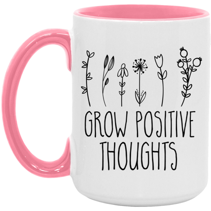 Grow Positive Thoughts ceramic coffee mug, product photo 2