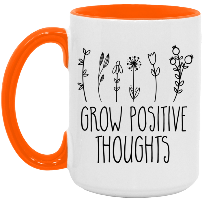 Grow Positive Thoughts ceramic coffee mug, product photo 3