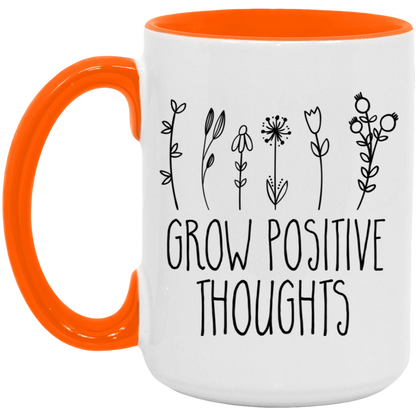 Grow Positive Thoughts ceramic coffee mug, product photo 3