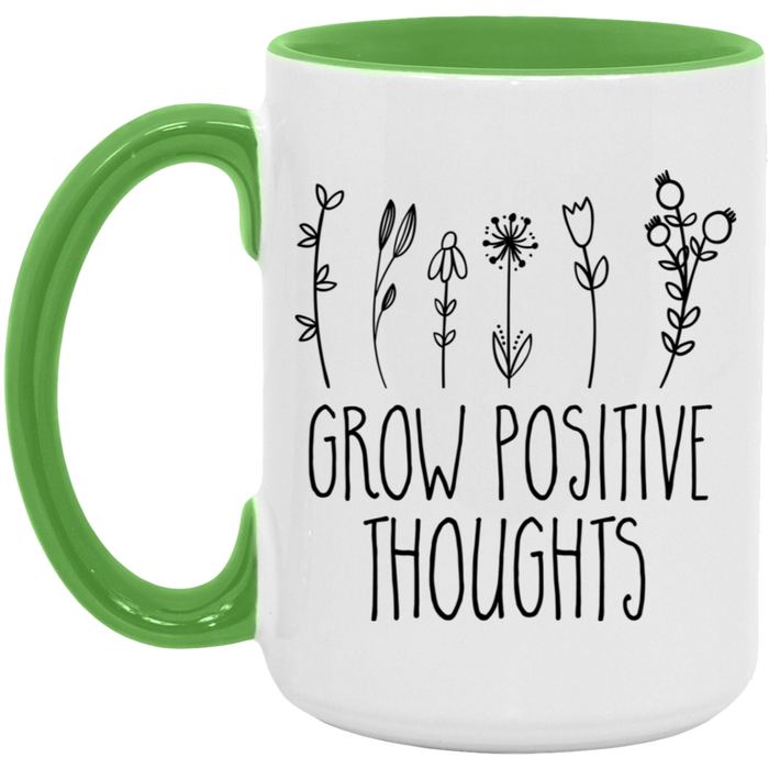 Grow Positive Thoughts ceramic coffee mug, product photo 6