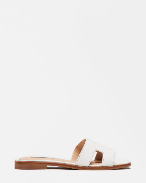 HADYN White Leather Sandal | Women's Designer Sandals | Steve Madden