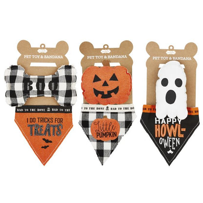 Halloween Pet Bandana & Toy Set, 3 Styles