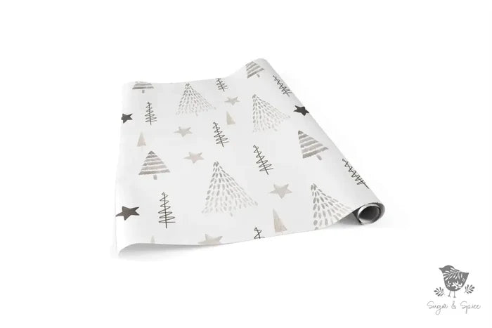 Hand Drawn Trees Christmas Wrapping Paper - Premium Craft Supplies & Tools > Party & Gifting > Packaging & Wrapping from Sugar and Spice Invitations - Just $26.10! Shop now at Sugar and Spice Paper