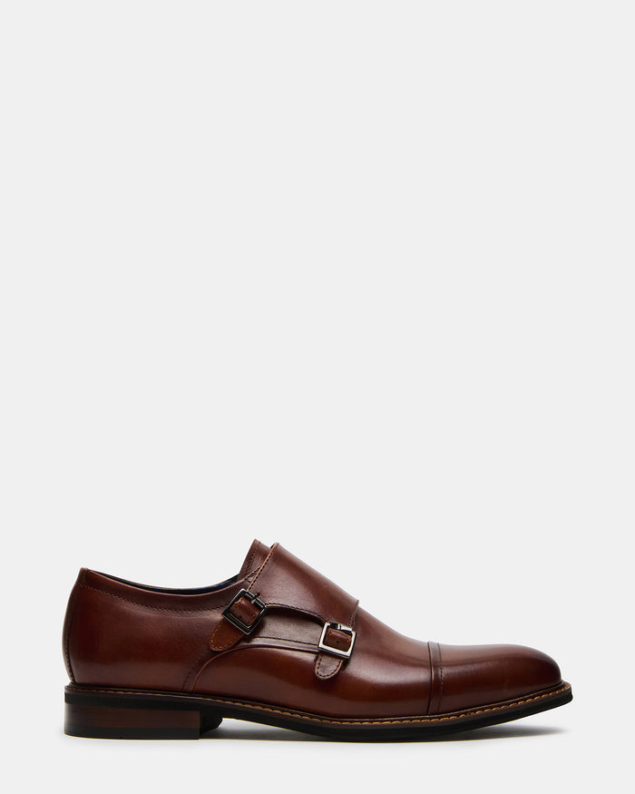 HARAN Tan Leather Men's Buckle Strap Dress Shoe | Steve Madden