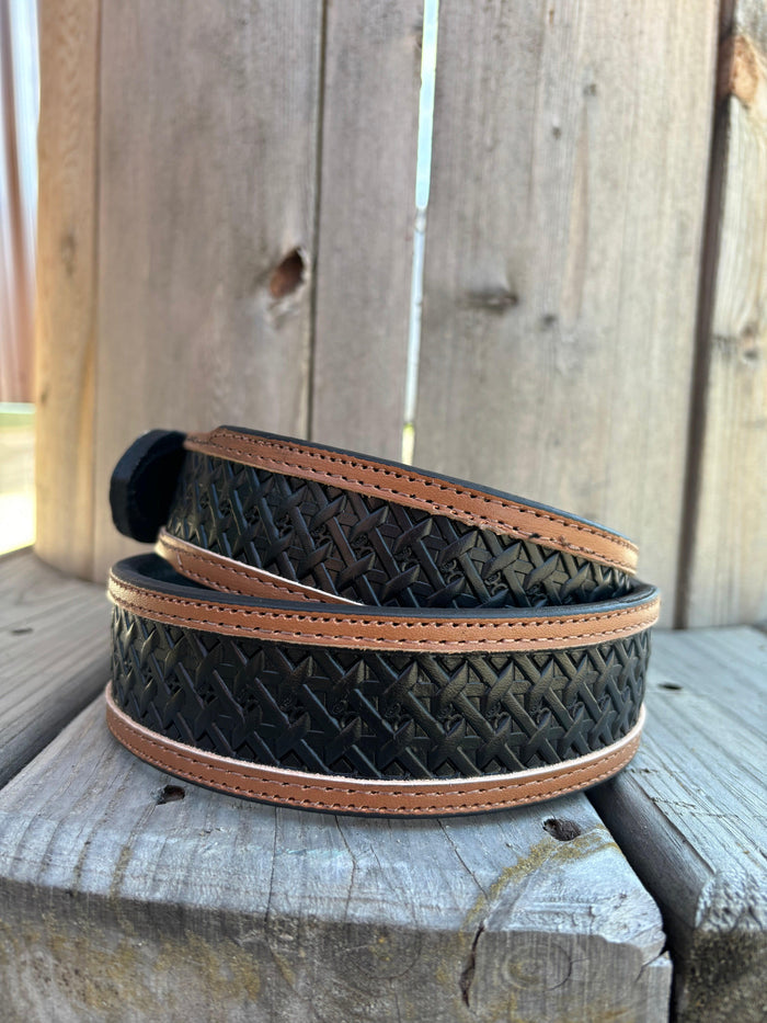 Hooey Hands-Up Basket Weave Classic Tapered Leather Belt HMBLT064-Painted Cowgirl Western Store