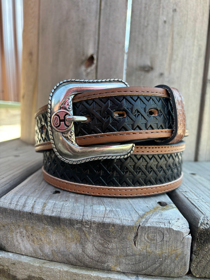 Hooey Hands-Up Basket Weave Classic Tapered Leather Belt HMBLT064-Painted Cowgirl Western Store