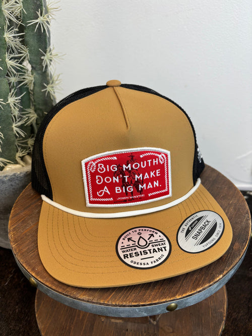 Hooey John Wayne Tan & Black Big Mouth Big Man Trucker Snapback Hat 2567T-TNBK-Painted Cowgirl Western Store