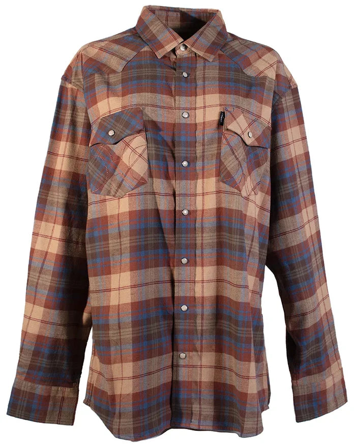 Hooey Men's Burnt Orange Multi Plaid Flannel Snap Long Sleeve Shirt HF1004ORBR-Painted Cowgirl Western Store