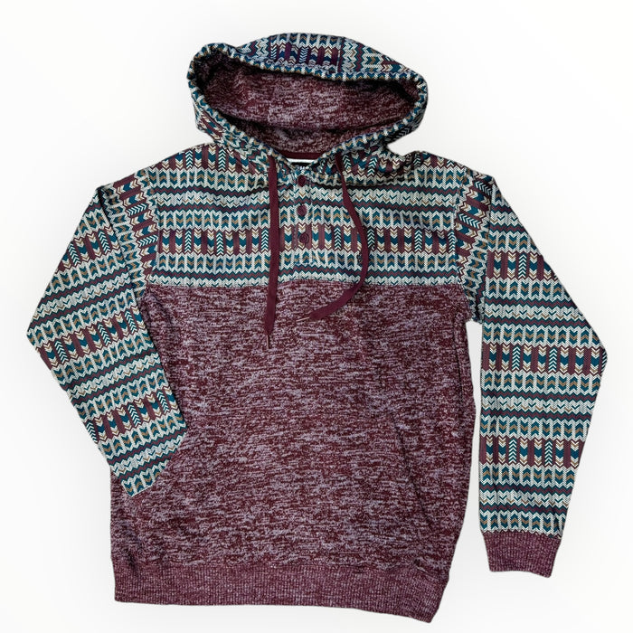Hooey Men's Jimmy Maroon Aztec Print Hoodie HH1247MAAZ-Painted Cowgirl Western Store