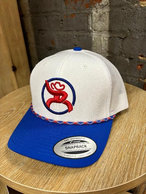 Hooey "Roughy 2.0" White & Blue Trucker Snapback Hat 4031T-WH-Painted Cowgirl Western Store