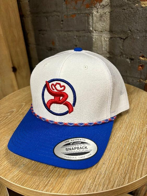 Hooey "Roughy 2.0" White & Blue Trucker Snapback Hat 4031T-WH-Painted Cowgirl Western Store