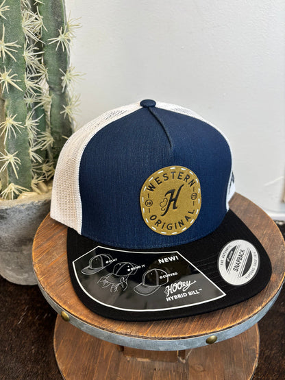 Hooey Spur Denim & White Leather Patch Trucker Snapback Hat 2514T-DEWH-Painted Cowgirl Western Store