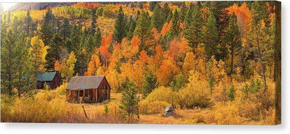 Hope Valley Fall Cabin By Brad Scott - Canvas Print-20.000" x 7.750"-Lake Tahoe Prints