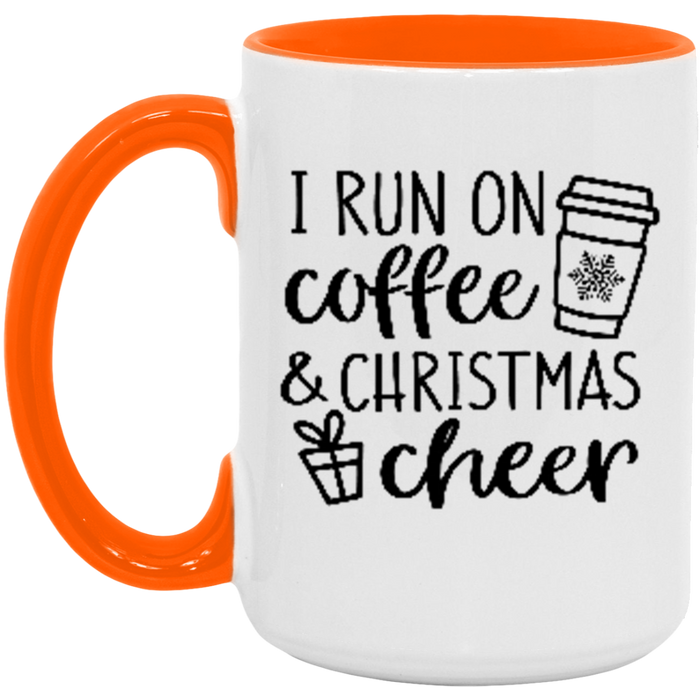 I Run on Coffee and Christmas Cheer ceramic coffee mug, product photo 2