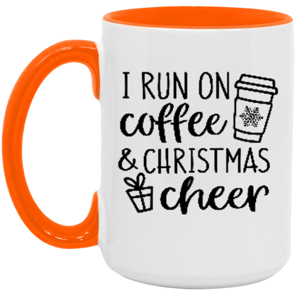I Run on Coffee and Christmas Cheer ceramic coffee mug, product photo 2
