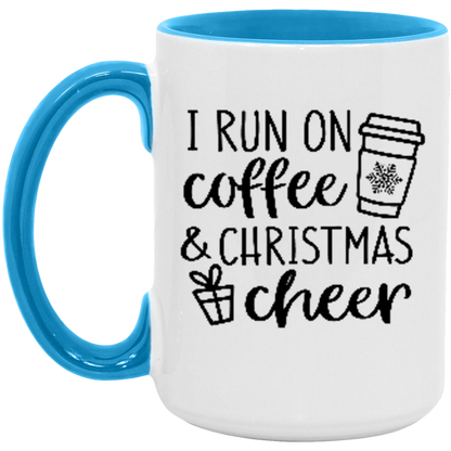 I Run on Coffee and Christmas Cheer ceramic coffee mug, product photo 3
