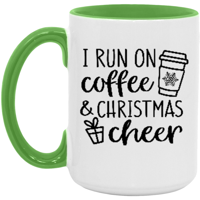 I Run on Coffee and Christmas Cheer ceramic coffee mug, product photo 4