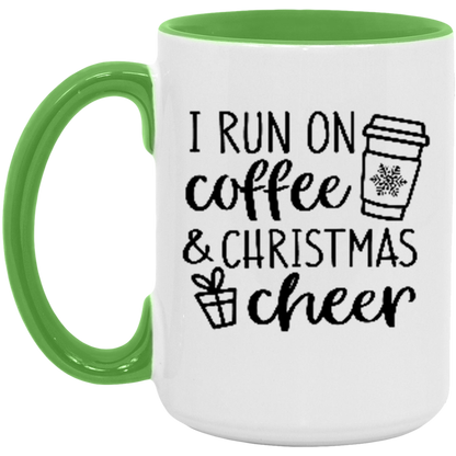 I Run on Coffee and Christmas Cheer ceramic coffee mug, product photo 4